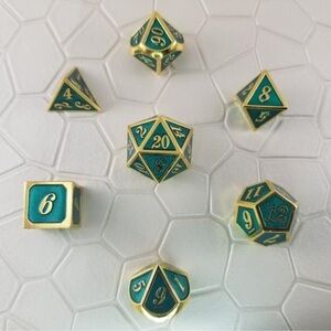 Metal Polyhedral Dice: Hero's Charm 7-Dice Set